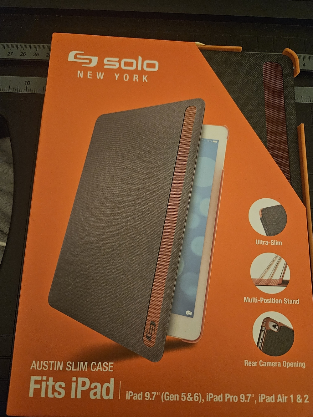 solo Austin Slim Tablet Case in Gray with Orange Trim